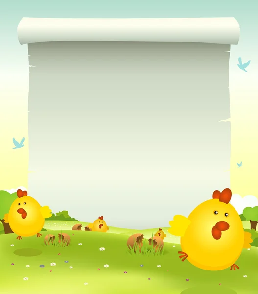 Spring Easter Chicken Background — Stock Vector