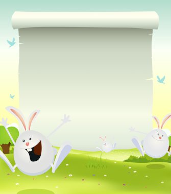 Easter bunnies arka plan bahar