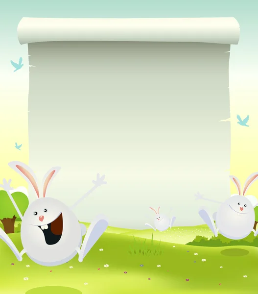 Spring Easter Bunnies Background — Stock Vector