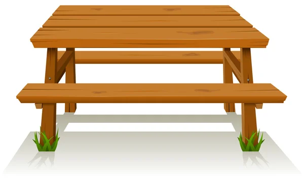 Picknicktisch aus Holz — Stockvektor