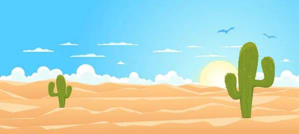 広い砂漠の漫画 — ストックベクタ