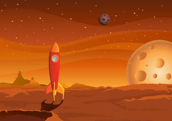 Raumschiff auf dem Mars — Stockvektor