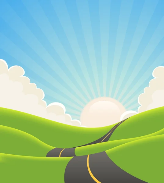 Route du paysage bleu d'été — Image vectorielle