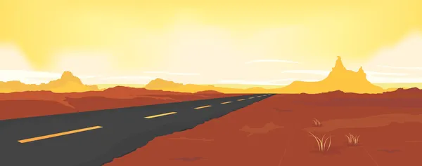 夏の砂漠の道 — ストックベクタ