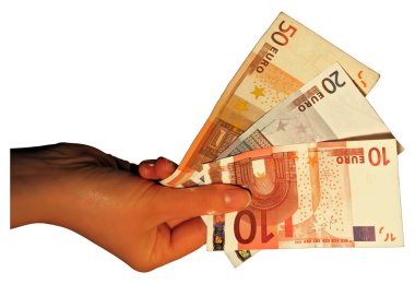 Euro in the hand clipart