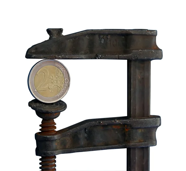 Euro in clamp — Stock Photo, Image