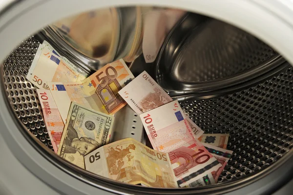 stock image Money in washing machine