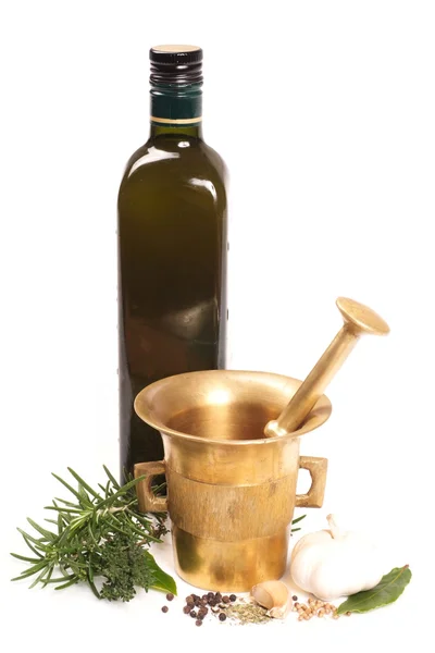 Olive oil and herbs — Stock Photo, Image