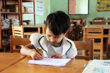 Portrait of a Myanmar young student clipart