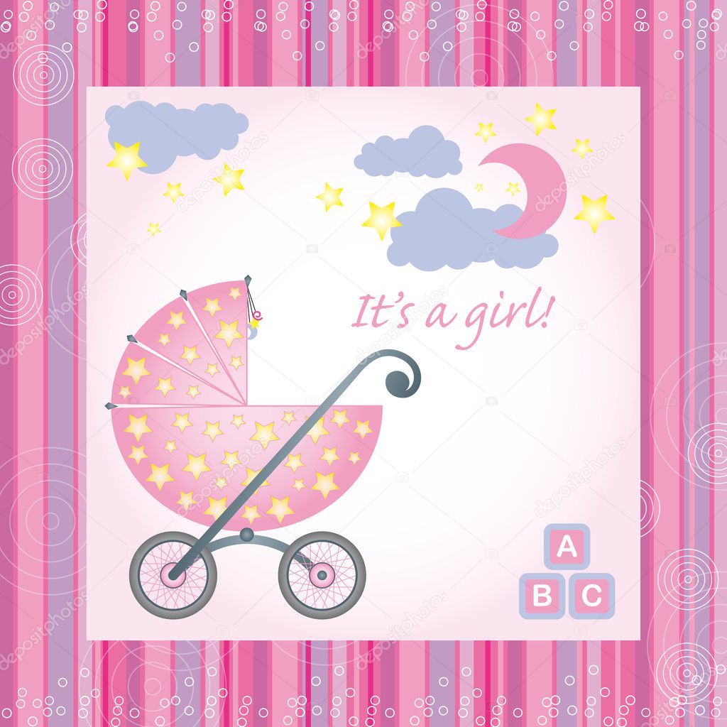 Baby girl birth card