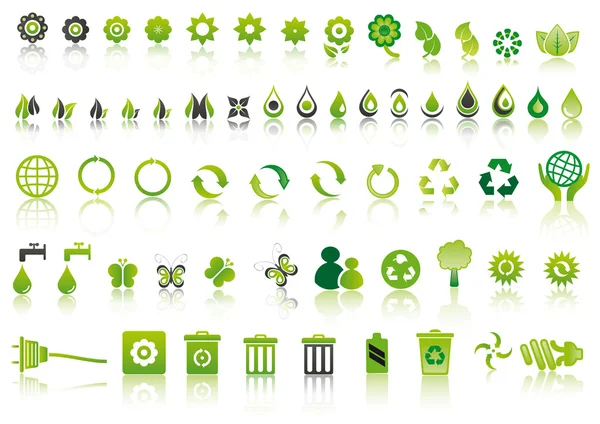 녹색 생태 아이콘 — 스톡 벡터