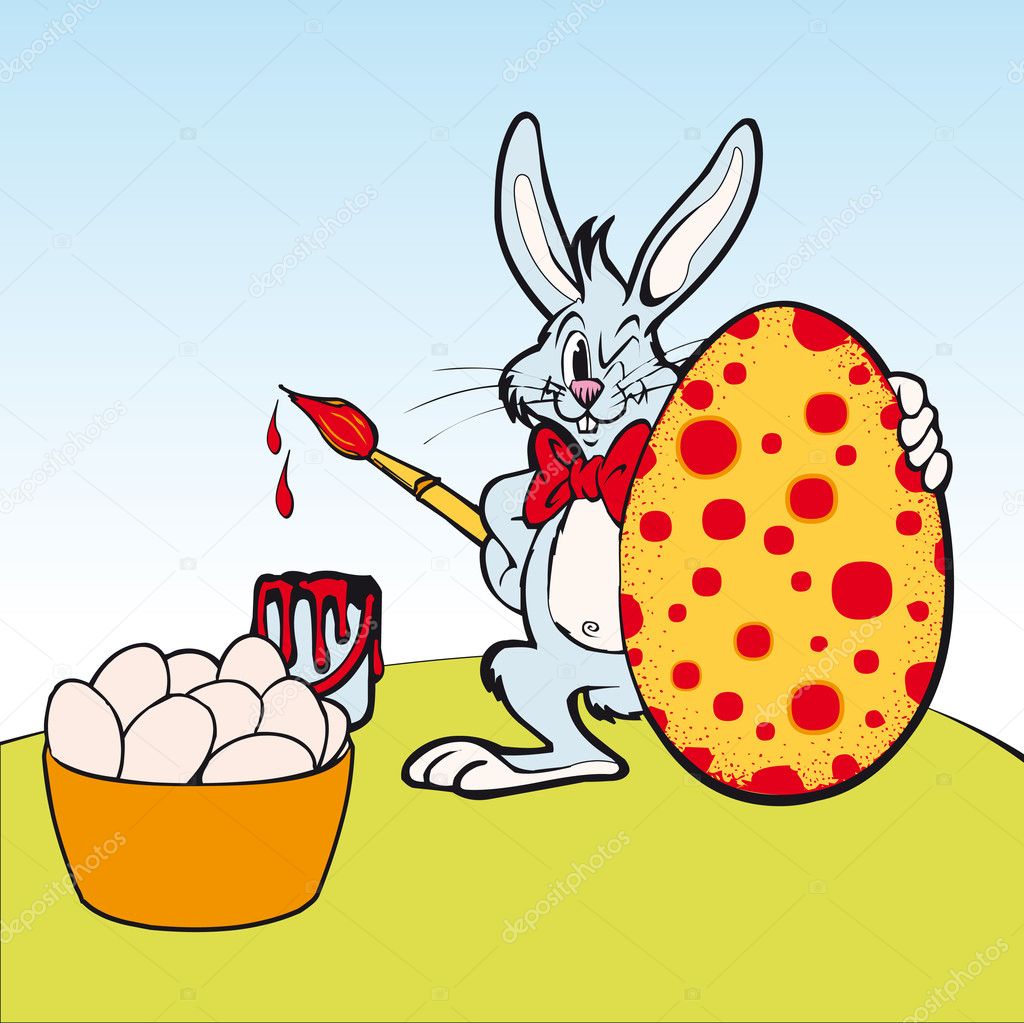 Painter Rabbit illustration for Easter
