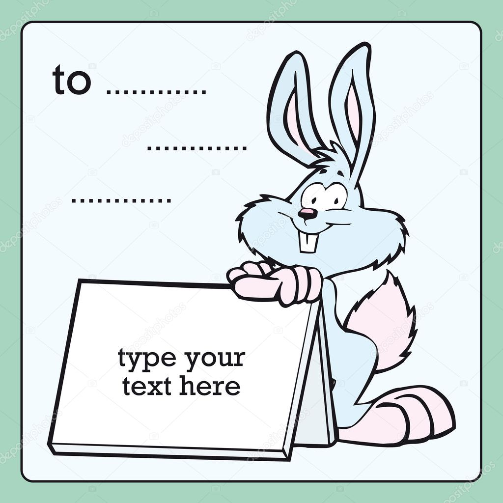 Soft pastel cartoon rabbit greetings card