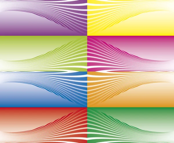 Linhas curvas abstratas em oito combinações de cores —  Vetores de Stock