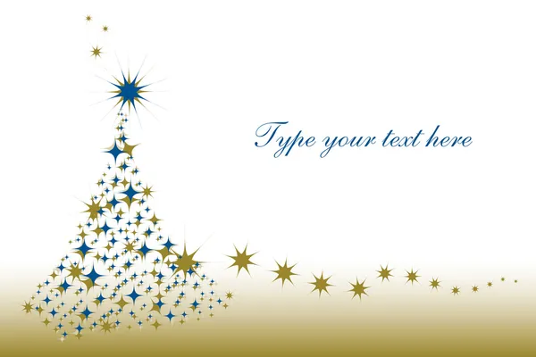 Tarjeta de felicitaciones navideñas con árbol estrellado — Vector de stock
