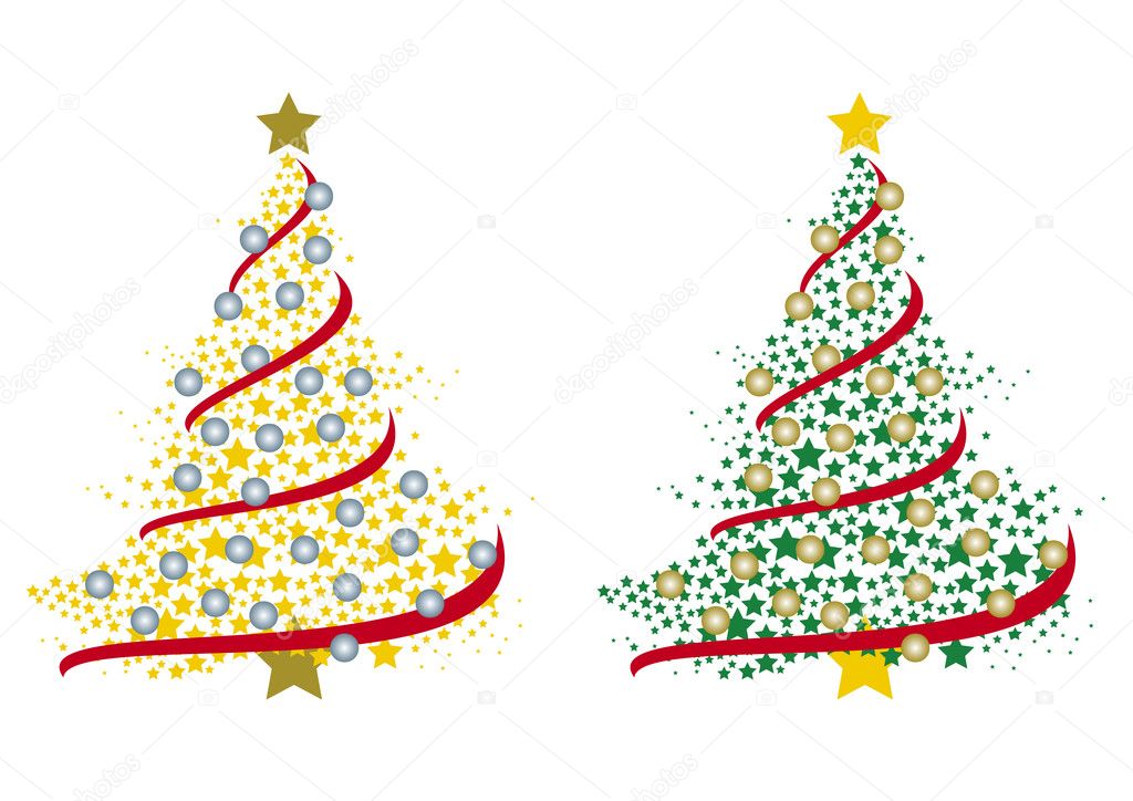 Couple of christmas trees made by stars