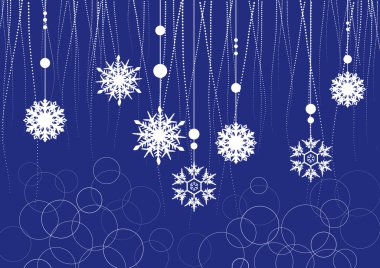 Christmas decoration from the top on blue clipart