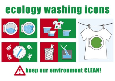 Ecology washing icons clipart