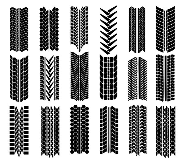 Different straight tyre imprints