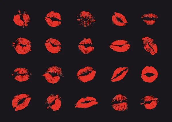Set di impronte di rossetto da baci — Stock Vector