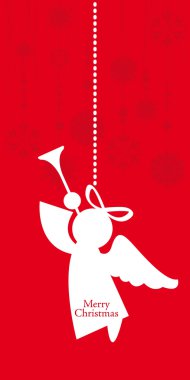 Hanging angel Christmas card clipart