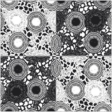 Flower pattern in black and white clipart