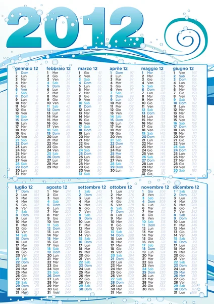 Calendar 2012 in italian ocean style — Stock Vector