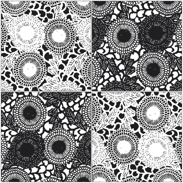 Квітковий візерунок в чорно-білому — стоковий вектор