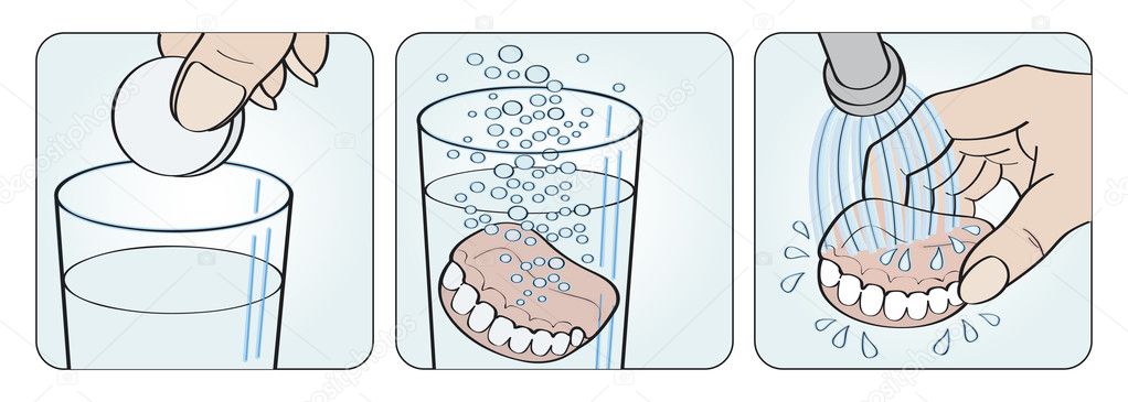 Cleaning denture instructions illustration