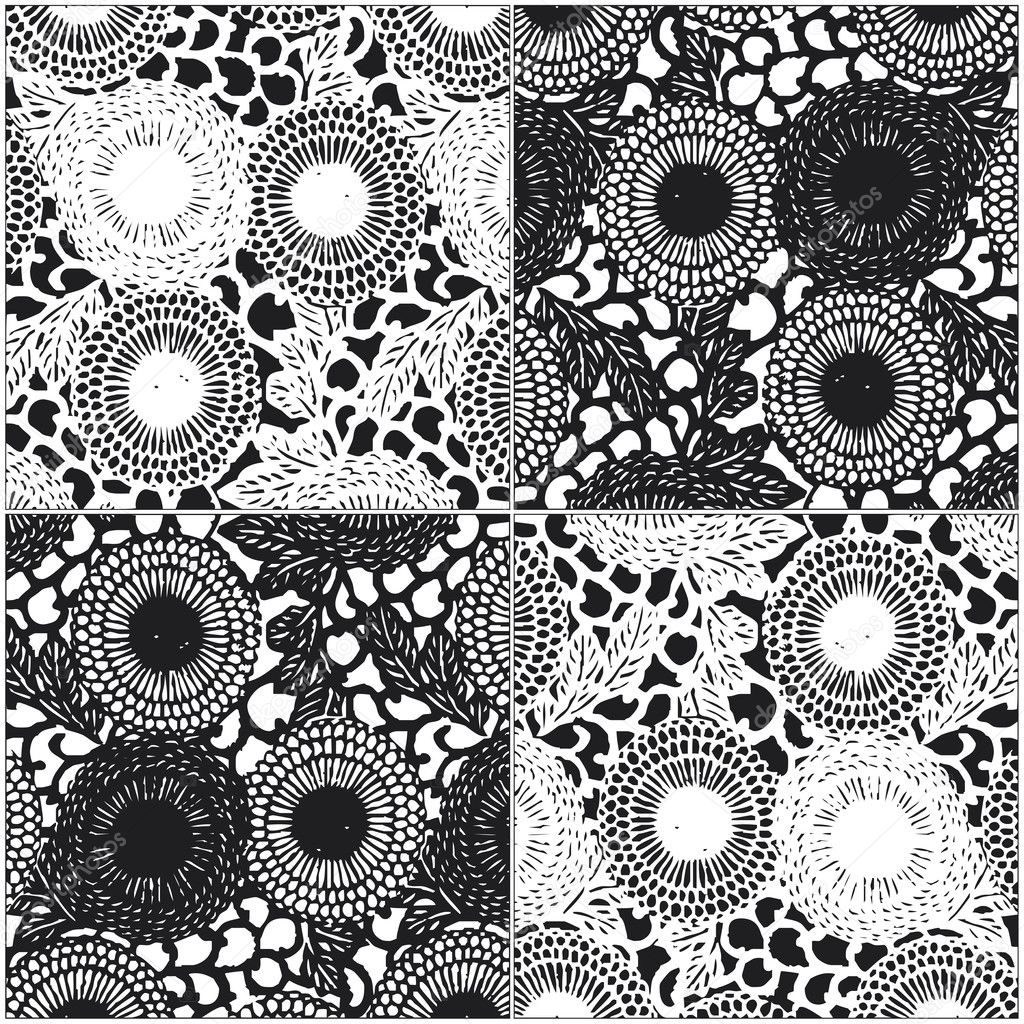 Flower pattern in black and white