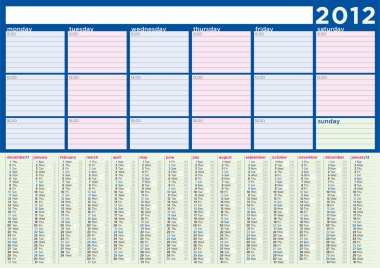 Takvim 2012 İngilizce planlama