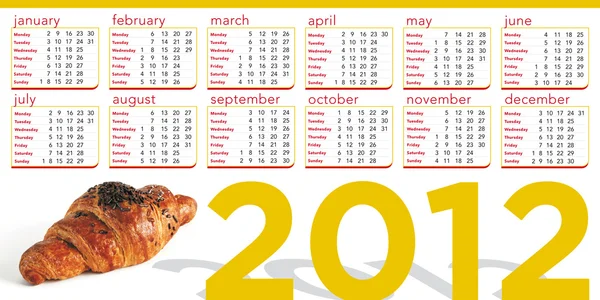 Croissant 2012 calendar — Stock Vector