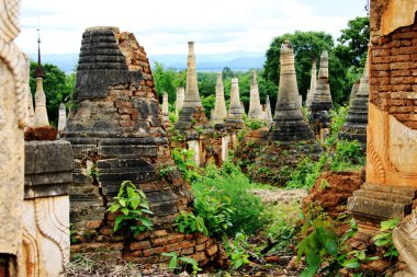 Inthein temples ruins site in Myanmar clipart