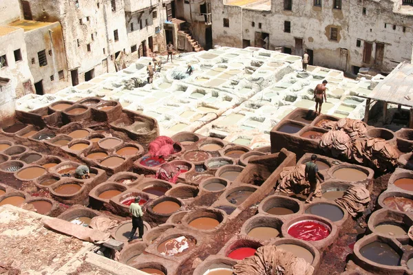 Skórzana fabryki w Fès, morocco — Zdjęcie stockowe