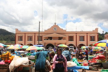 Market in San Juan Chamula main square clipart