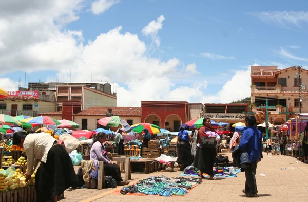 Markt auf dem Hauptplatz von San Juan Chamula — Stockfoto