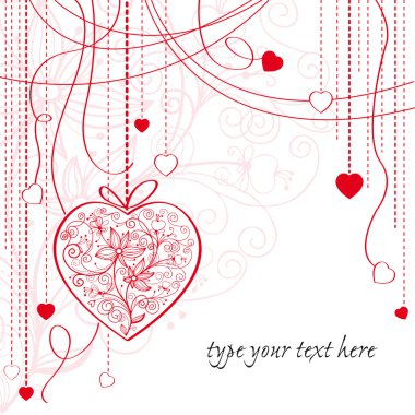 Valentine card with hanging hearts clipart