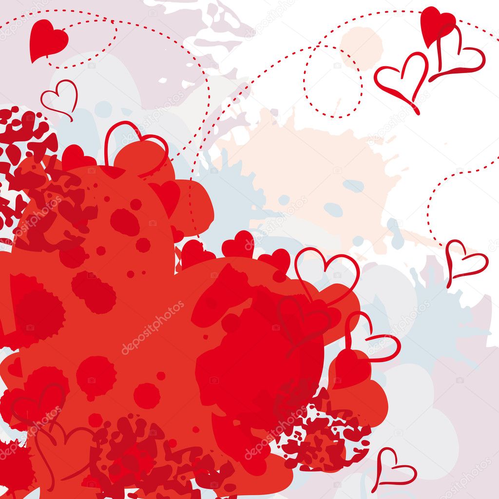 Grunge painted heart postcard