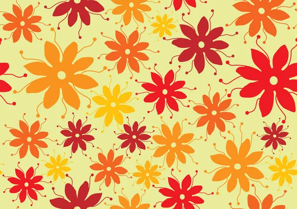 花の 70 年代のシームレスなパターン スタイル — ストックベクタ