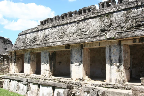 Palenque ruiny, szczegółowo dziedziniec — Zdjęcie stockowe
