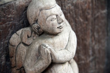 Myanmar ahşap heykel detay
