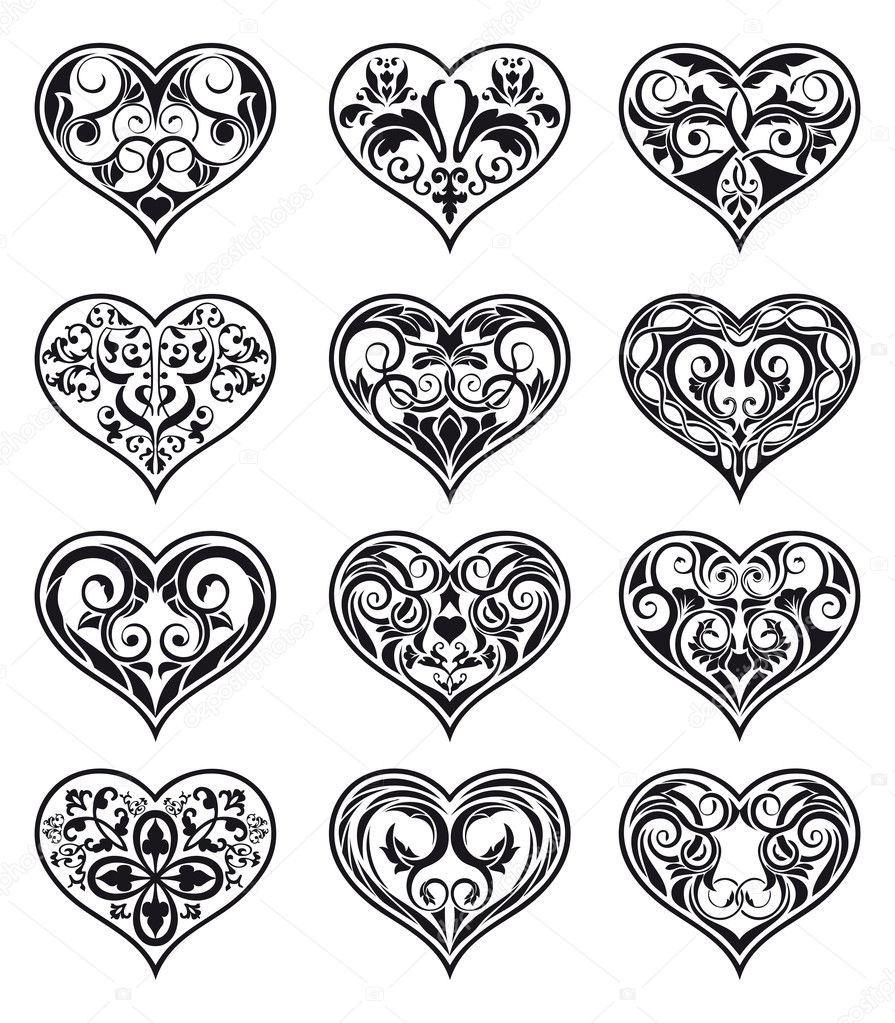 Valentine ornamental heart-shaped floral decorations