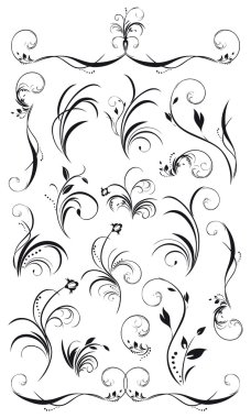 Set of floral decorations and garlands clipart