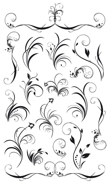 Set of floral decorations and garlands — Stock Vector