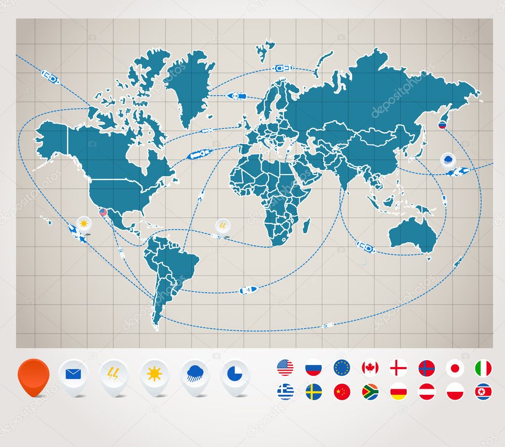 Infographics. World Map With Ship Tracking — Stock Vector © Tovovan ...