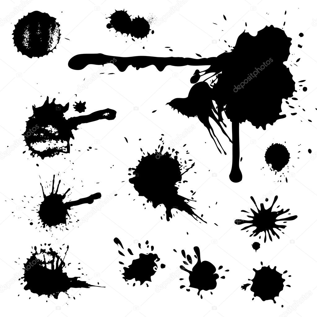 Ink blot collection isolated on white background Stock Vector Image by