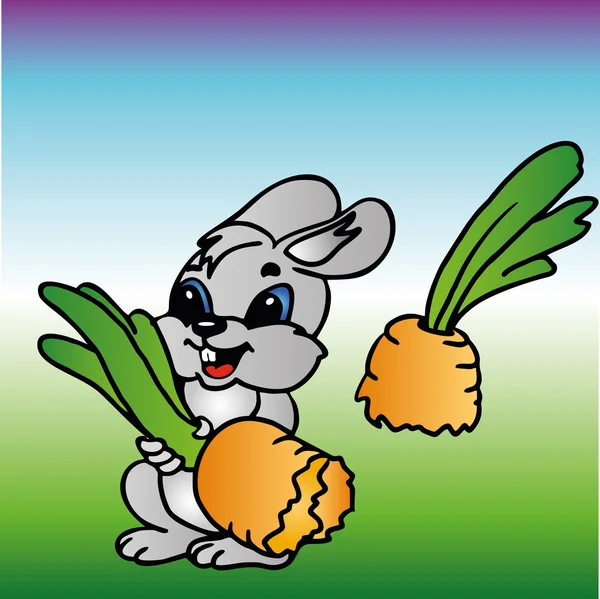 Conejito y zanahoria — Vector de stock