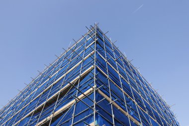 Corner of blue scaffolding clipart