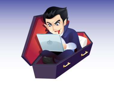 Vampire using computer clipart