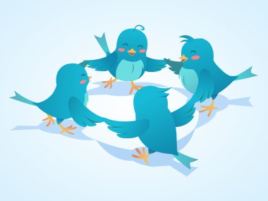 Twitter birds social network illustration clipart